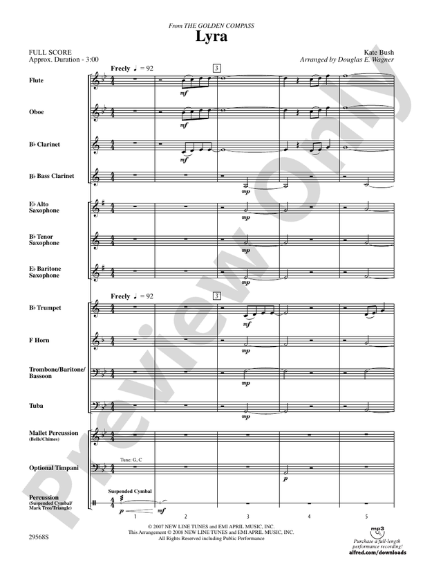 Lyra (from The Golden Compass) - Concert Band Conductor Score & Parts (Digital Download)