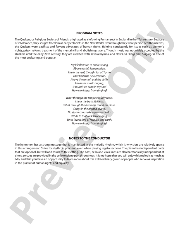 Quaker Song (How Can I Keep from Singing?) – String Orchestra Conductor Score & Parts (Digital Download)