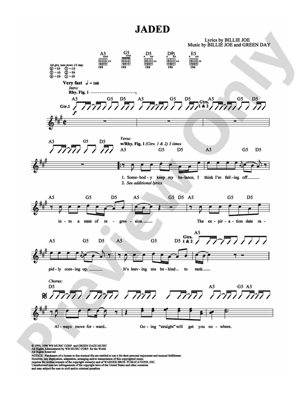 Jaded - Guitar TAB (Digital Download)