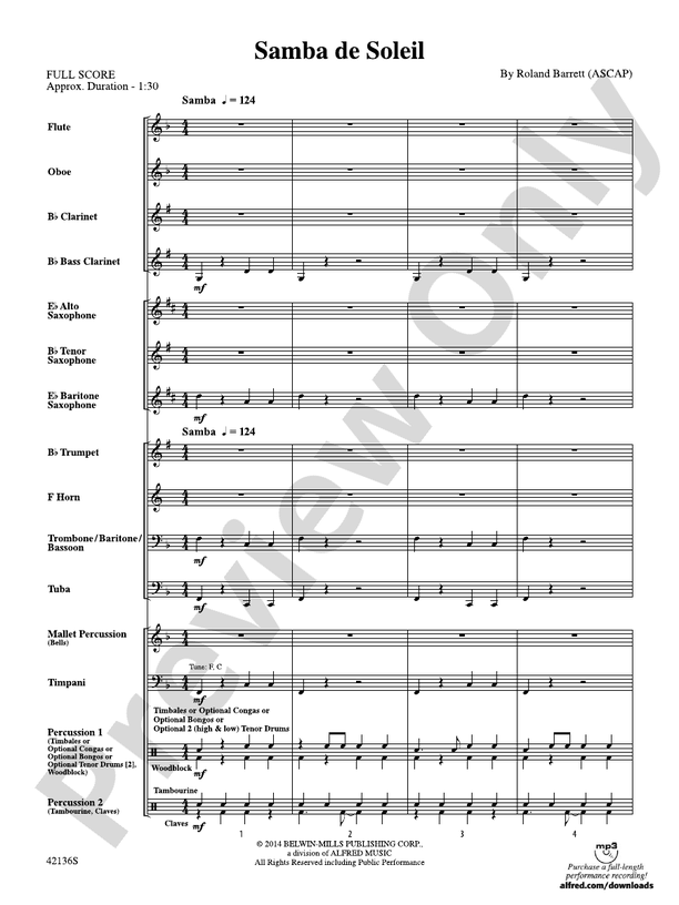 Samba de Soleil - Concert Band Conductor Score & Parts (Digital Download)