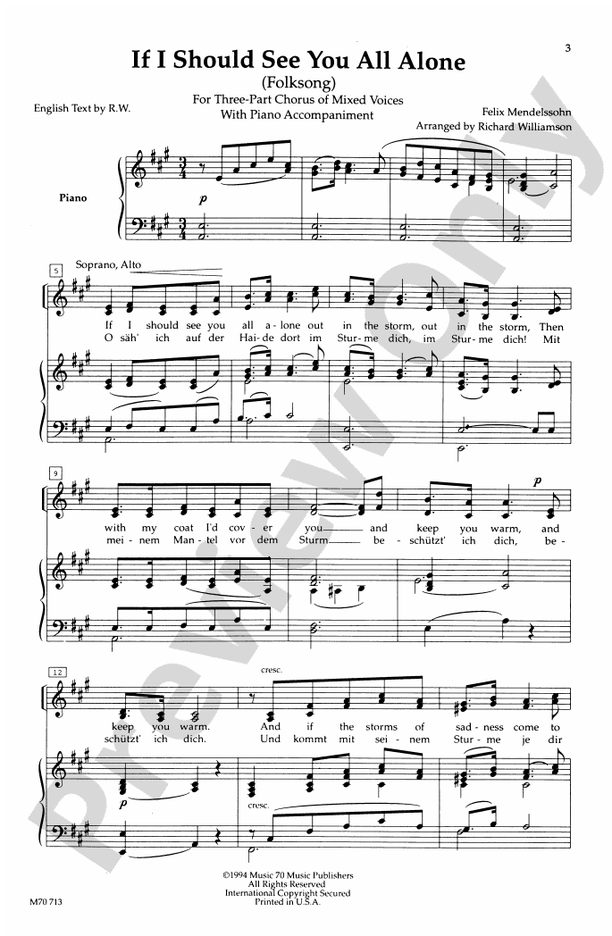 If I Should See You All Alone - SAB Choral Octavo (Digital Download)