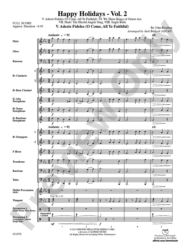 Happy Holidays---Vol. 2 - Concert Band Conductor Score & Parts (Digital Download)