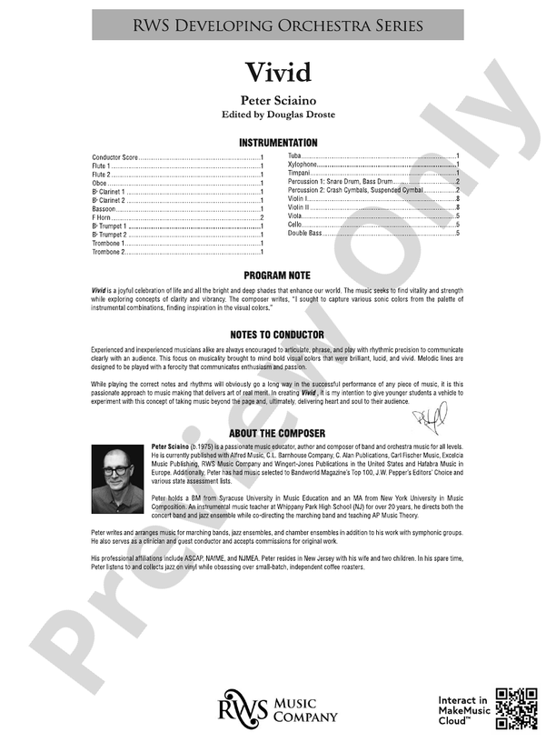 Vivid - Full Orchestra Conductor Score & Parts (Digital Download)