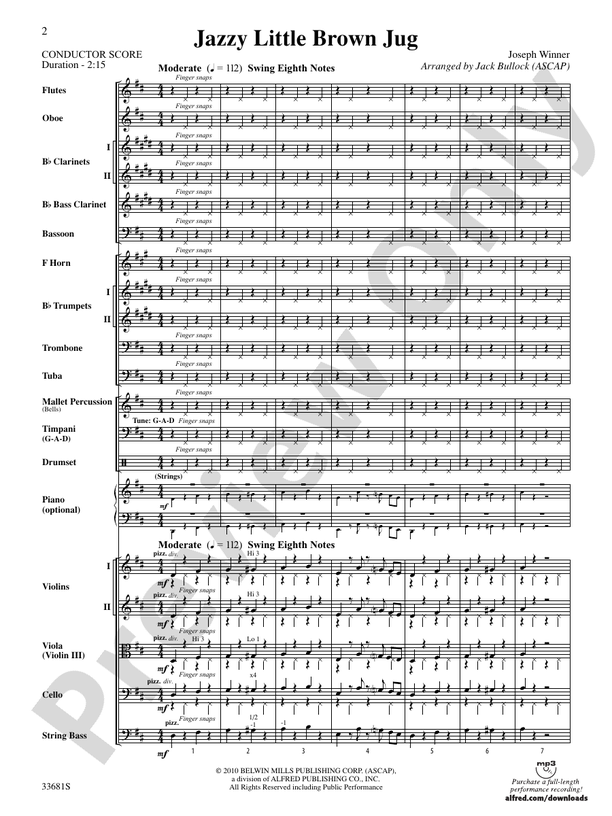 Jazzy Little Brown Jug – Full Orchestra Conductor Score & Parts (Digital Download)