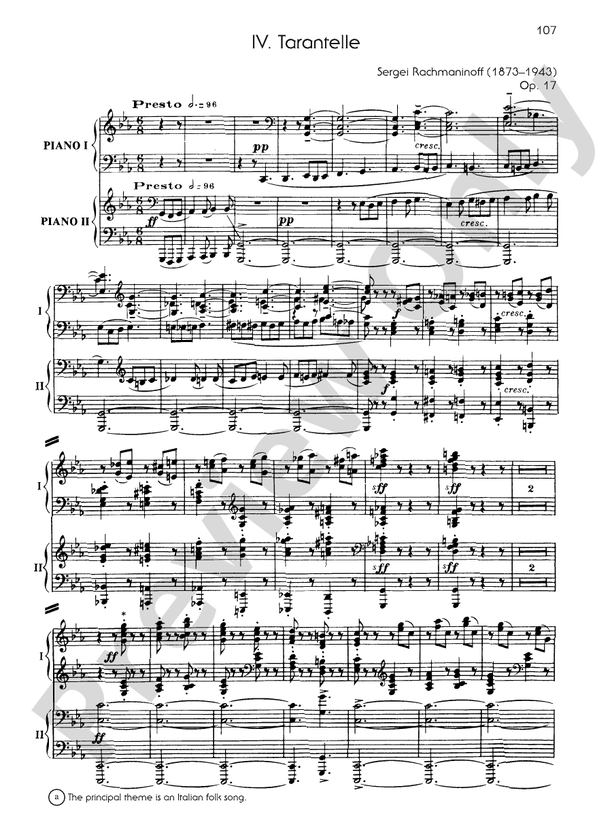 Suite No. 2, Opus 17 - IV. Tarantelle - 2 Pianos, 4 Hands (Digital Download)