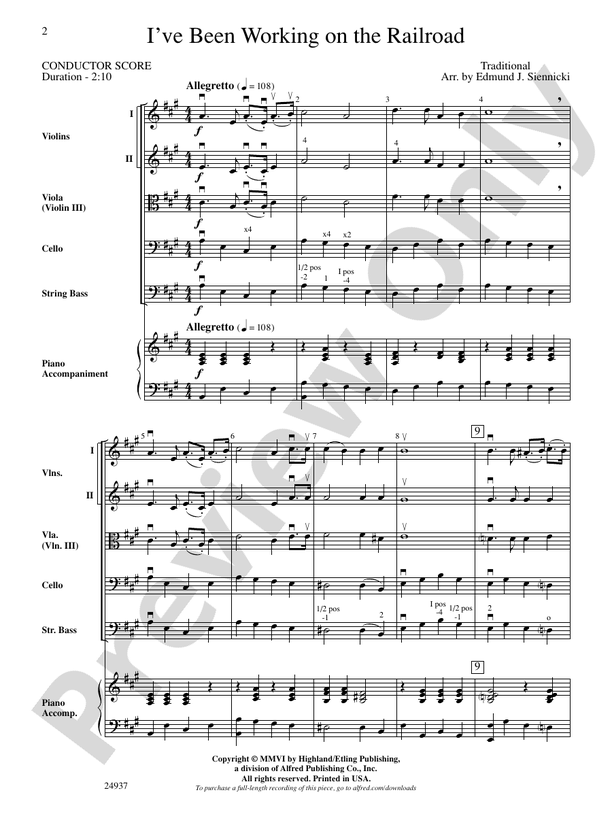 I've Been Working on the Railroad – String Orchestra Conductor Score & Parts (Digital Download)