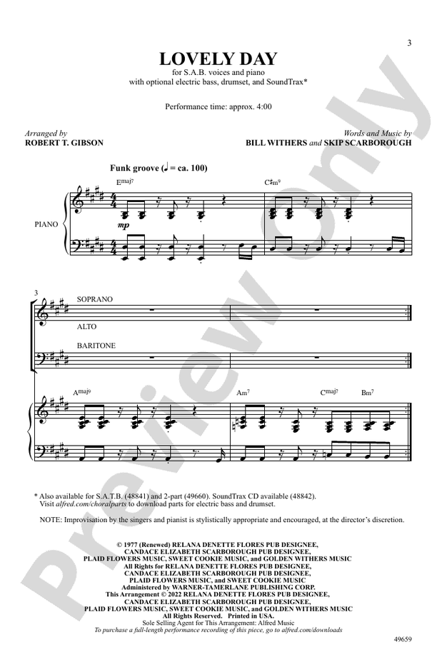 Lovely Day - SAB Choral Octavo (Digital Download)
