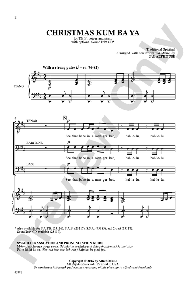 Christmas Kum Ba Ya – TBB Choral Octavo (Digital Download)