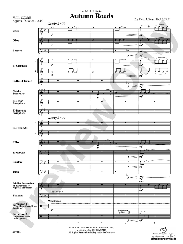 Autumn Roads - Concert Band Conductor Score & Parts (Digital Download)