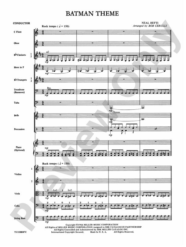 Batman Theme – Full Orchestra Conductor Score & Parts (Digital Download)