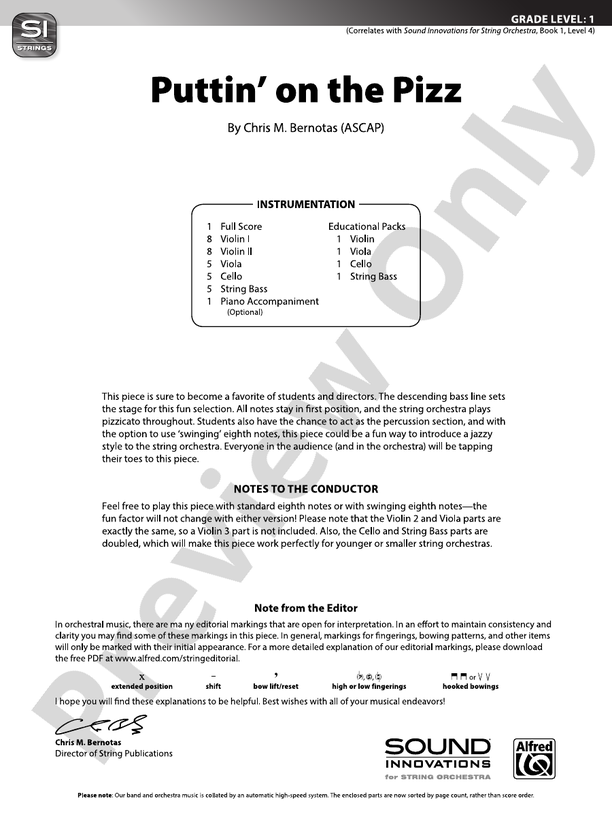 Puttin' on the Pizz - String Orchestra Conductor Score & Parts (Digital Download)