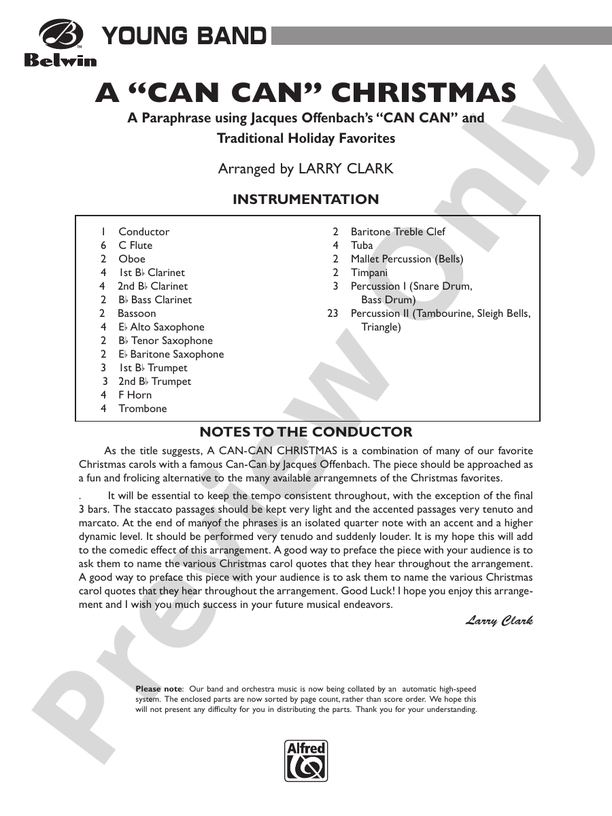 A "Can Can" Christmas - Concert Band Conductor Score & Parts (Digital Download)