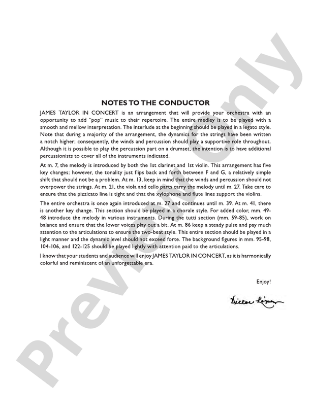 James Taylor in Concert – Full Orchestra Conductor Score & Parts (Digital Download)