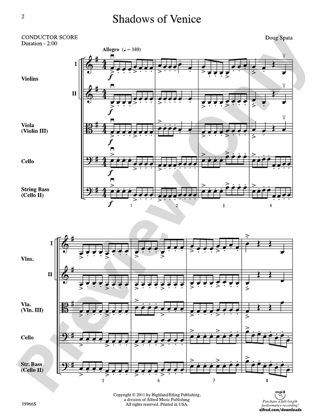 Shadows of Venice – String Orchestra Conductor Score & Parts (Digital Download)