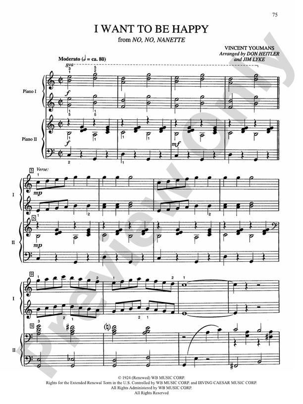 I Want to Be Happy (from "No, No, Nanette") - 2 Pianos, 4 Hands (Digital Download)