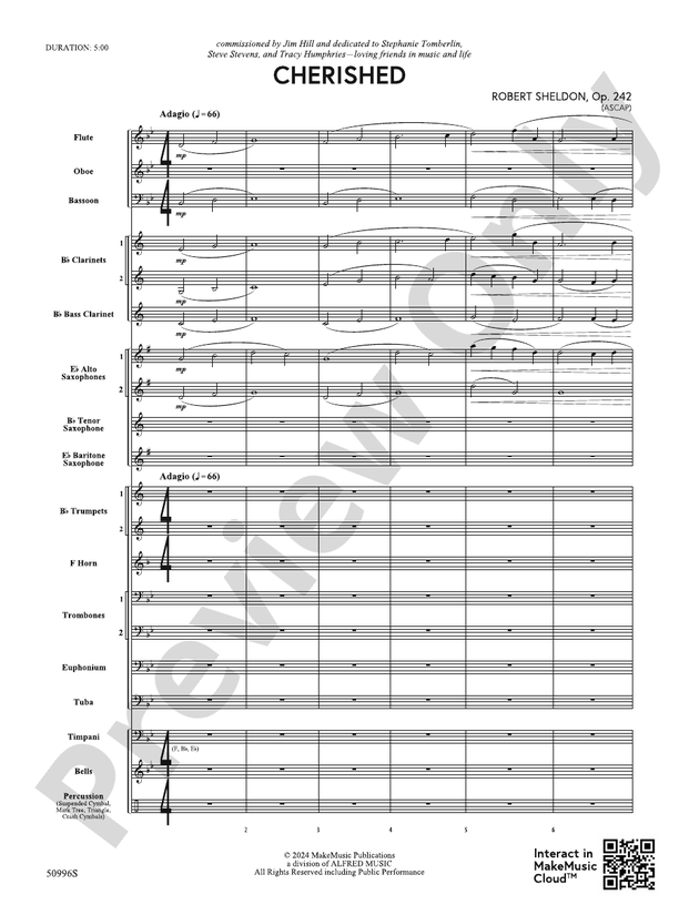 Cherished – Concert Band Conductor Score & Parts (Digital Download)