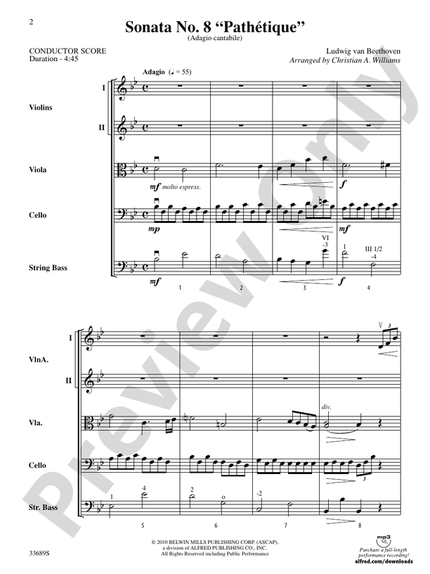 Sonata No. 8 "Pathetique" – String Orchestra Conductor Score & Parts (Digital Download)