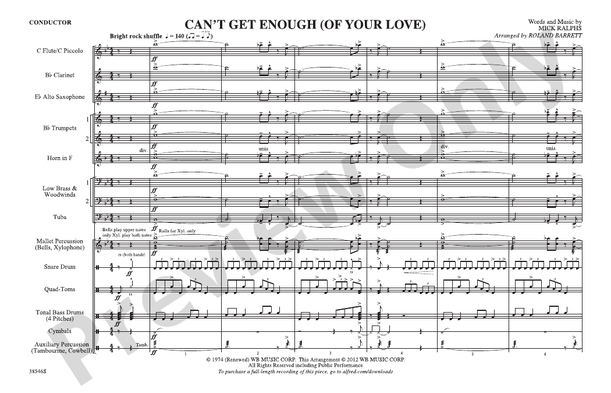 Can't Get Enough (Of Your Love) – Marching Band Conductor Score & Parts (Digital Download)