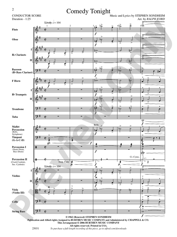 Comedy Tonight - Full Orchestra Conductor Score & Parts (Digital Download)