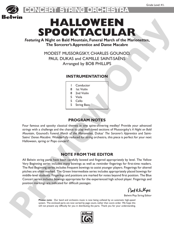 Halloween Spooktacular – String Orchestra Conductor Score & Parts (Digital Download)