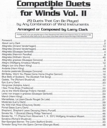 Compatible Duets For Winds Vol 2 Tuba - Larry Clark - Carl Fischer - Tuba