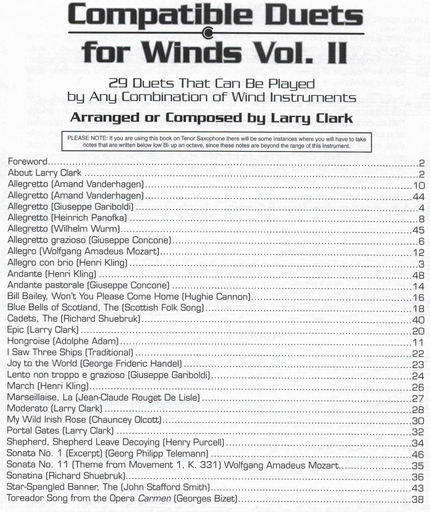 Compatible Duets For Winds Vol 2 Tbn/Bsn - Larry Clark - Carl Fischer - Baritone;Bassoon;Trombone