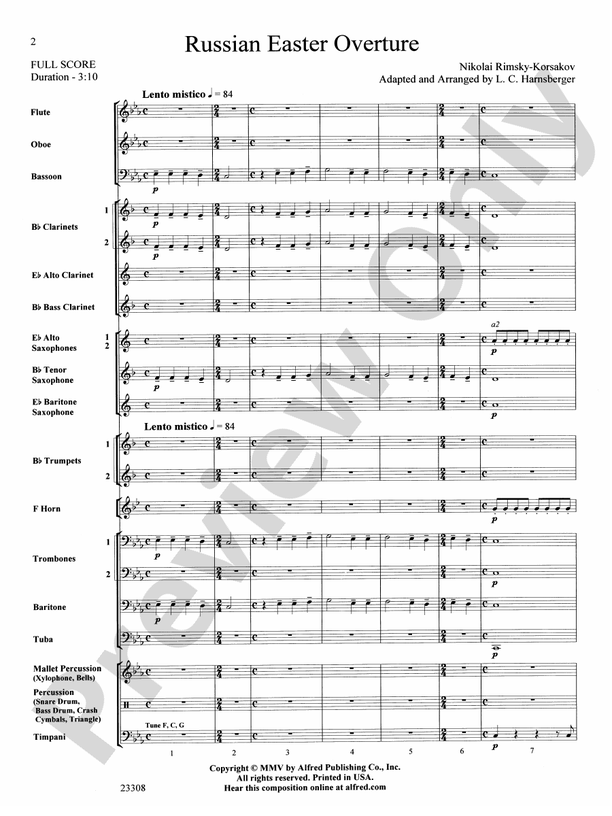 Russian Easter Overture - Concert Band Conductor Score & Parts (Digital Download)