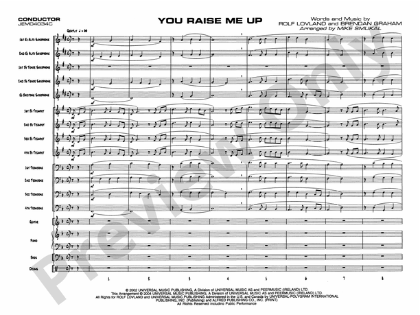 You Raise Me Up - Jazz Ensemble Conductor Score & Parts (Digital Download)