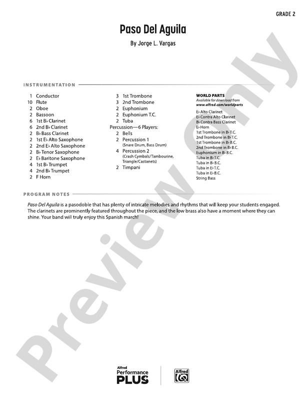 Paso Del Aguila - Concert Band Conductor Score & Parts (Digital Download)