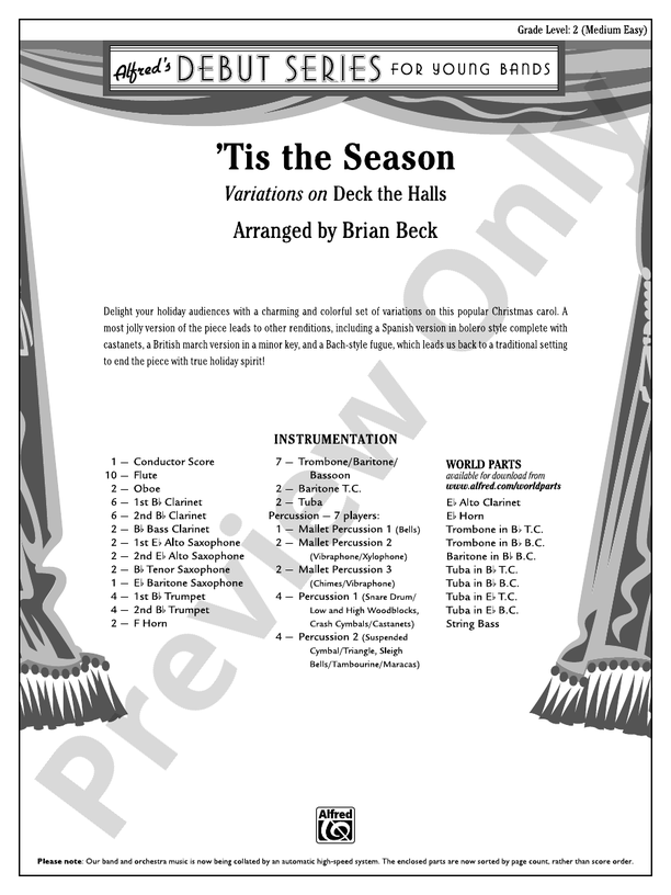 'Tis the Season - Concert Band Conductor Score & Parts (Digital Download)