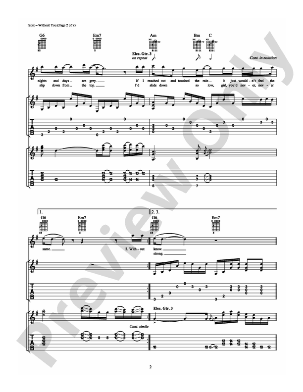 Without You - Motley Crue - Guitar TAB (Digital Download)