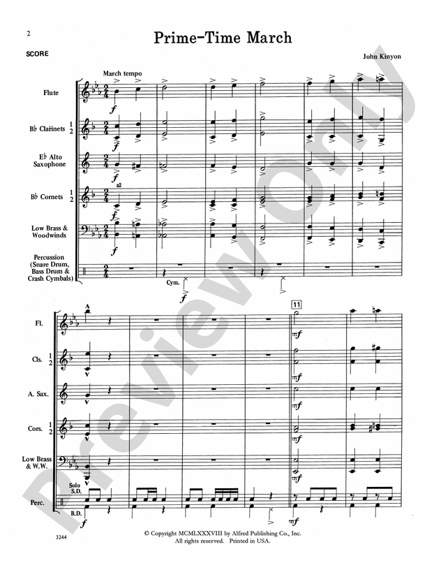 Prime-Time March - Concert Band Conductor Score & Parts (Digital Download)