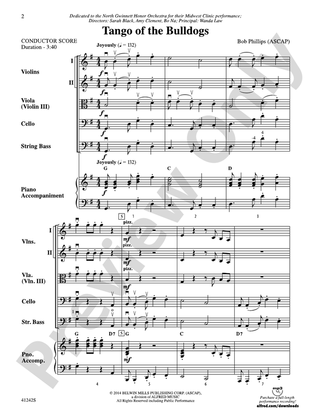 Tango of the Bulldogs – String Orchestra Conductor Score & Parts (Digital Download)
