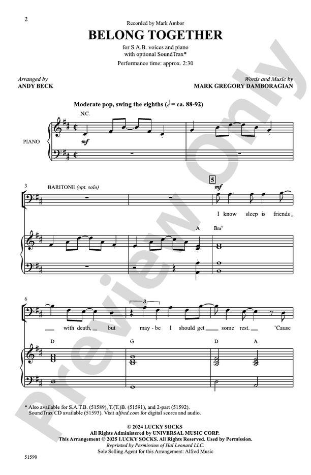 Belong Together - SAB Choral Octavo (Digital Download)