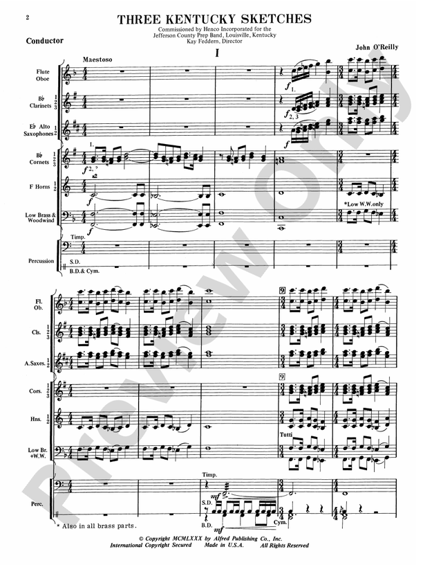 Three Kentucky Sketches - Concert Band Conductor Score & Parts (Digital Download)