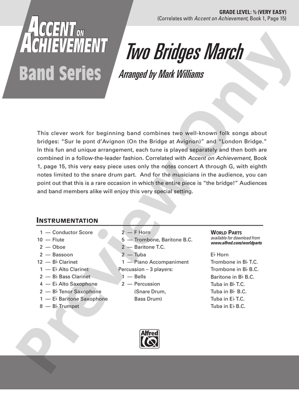 Two Bridges March - Concert Band Conductor Score & Parts (Digital Download)