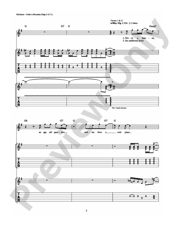 Under A Mountain - Guitar TAB (Digital Download)