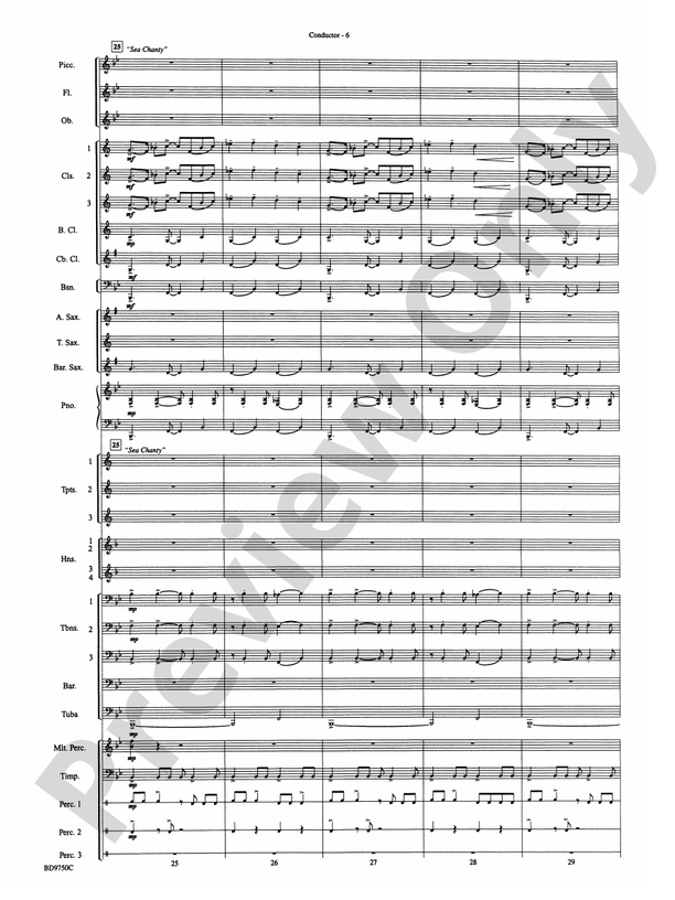 Songs of Sailor and Sea - Concert Band Conductor Score & Parts (Digital Download)