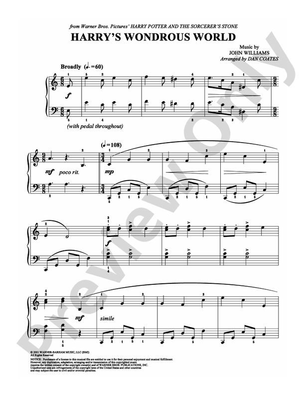 Harry's Wondrous World - Arr. Dan Coates - Easy Piano (Digital Download)