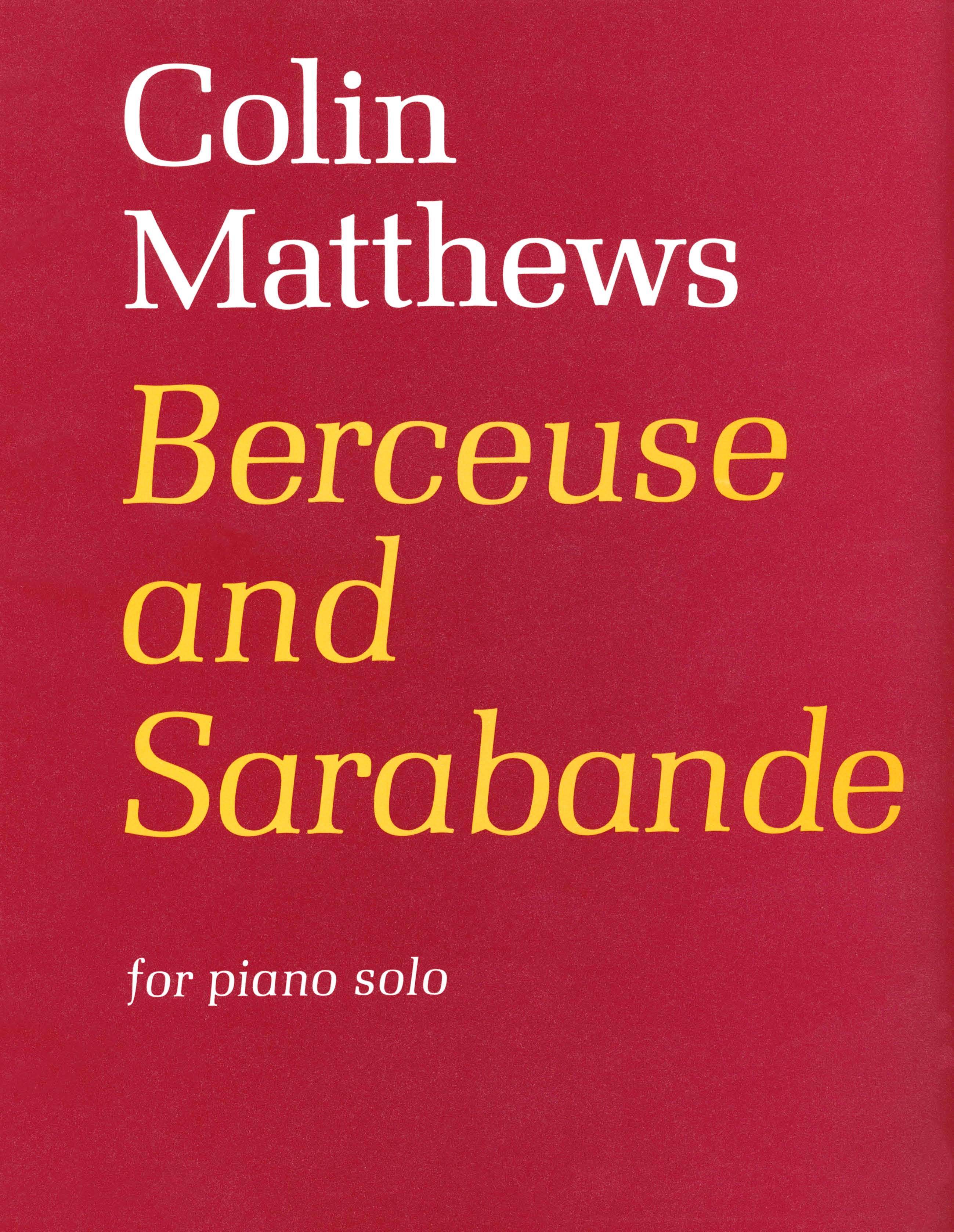Berceuse & Sarabande - Piano Solo (Digital Download)