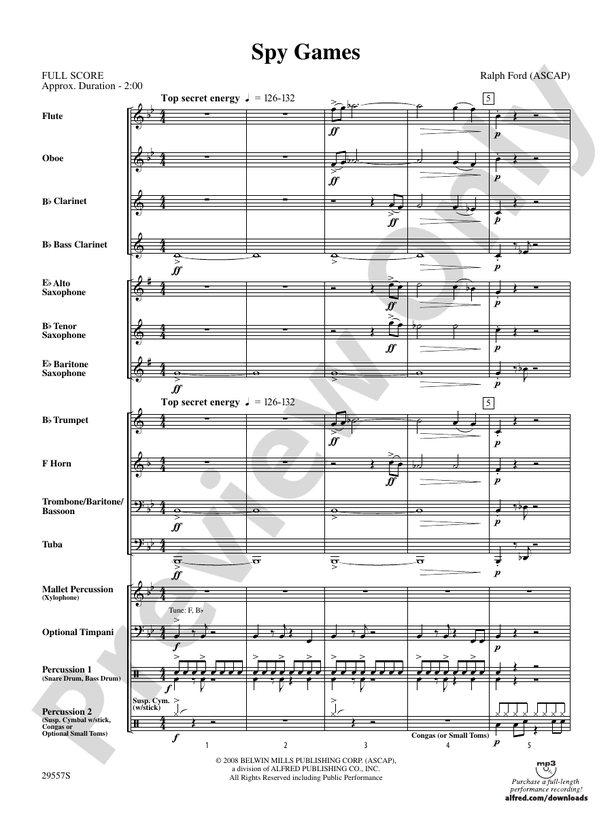 Spy Games - Concert Band Conductor Score & Parts (Digital Download)