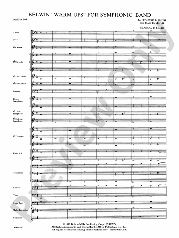 Belwin "Warm-Ups" for Symphonic Band - Concert Band Conductor Score & Parts (Digital Download)