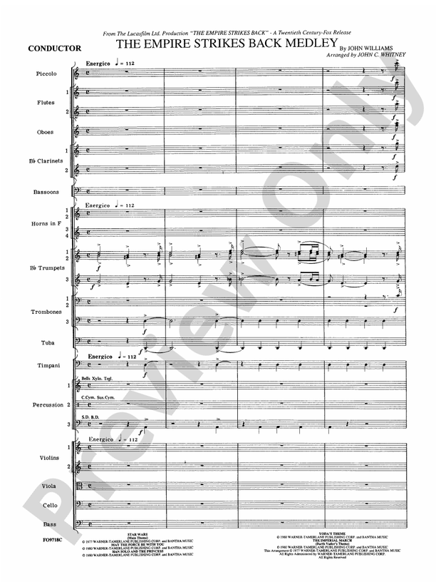 The Empire Strikes Back Medley – Full Orchestra Conductor Score & Parts (Digital Download)