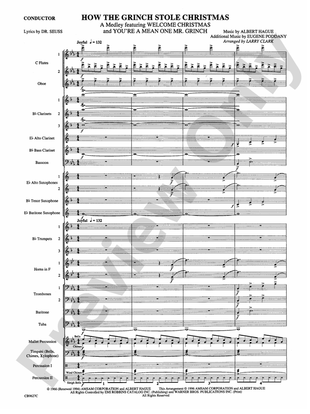 How the Grinch Stole Christmas (Grade 3) - Concert Band Conductor Score & Parts (Digital Download)