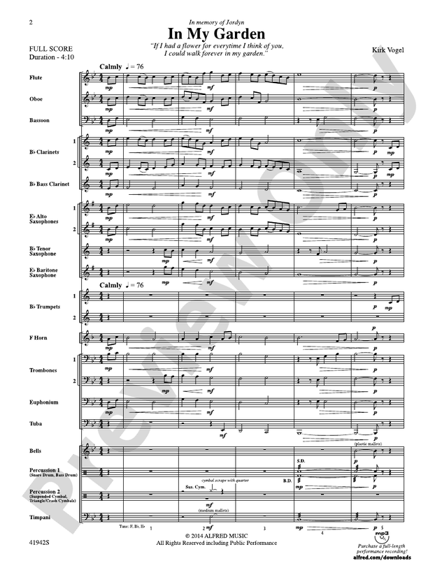 In Solitude - Concert Band Conductor Score & Parts (Digital Download)