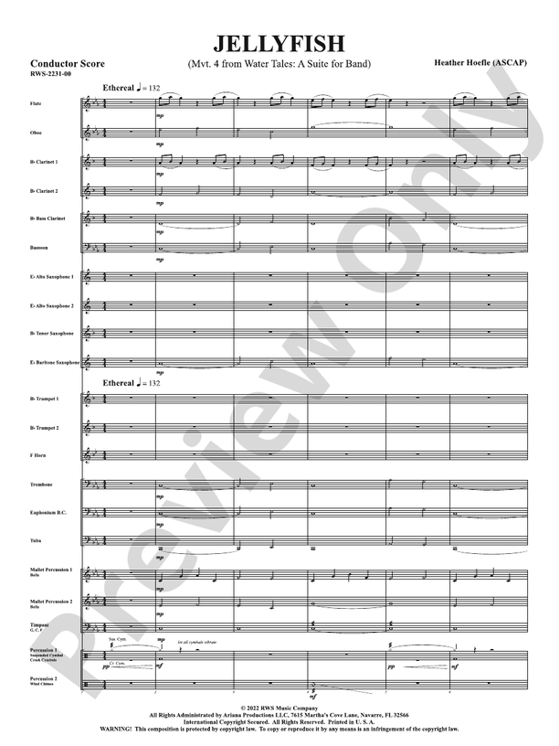 Jellyfish - Mvt. 4 from Water Tales: A Suite for Band - Concert Band Conductor Score & Parts(Digital Download)