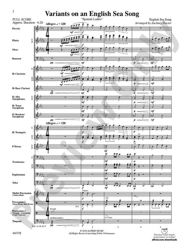 Variants on an English Sea Song - Concert Band Conductor Score & Parts (Digital Download)