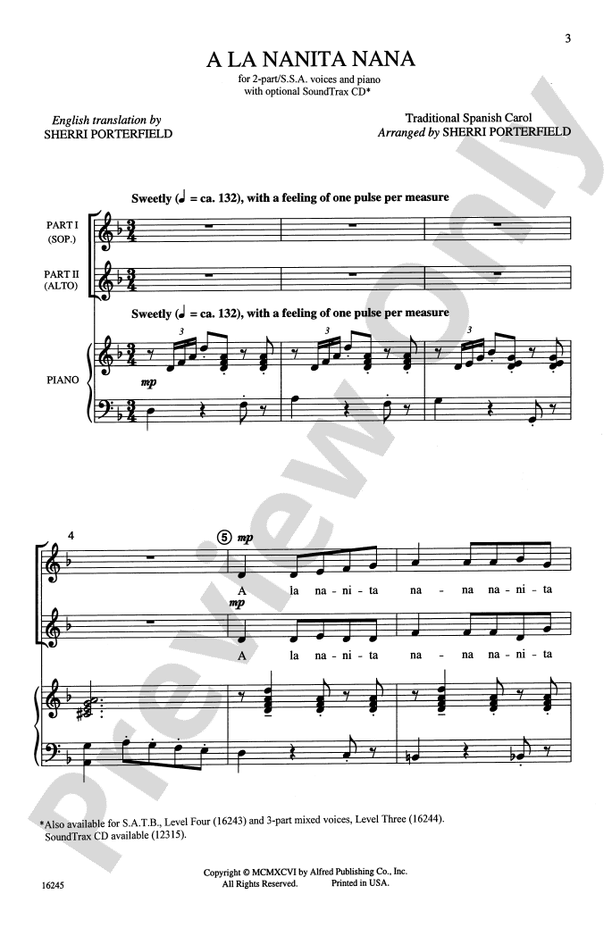 A La Nanita Nana - 2-Part/SSA Choral Octavo (Digital Download)