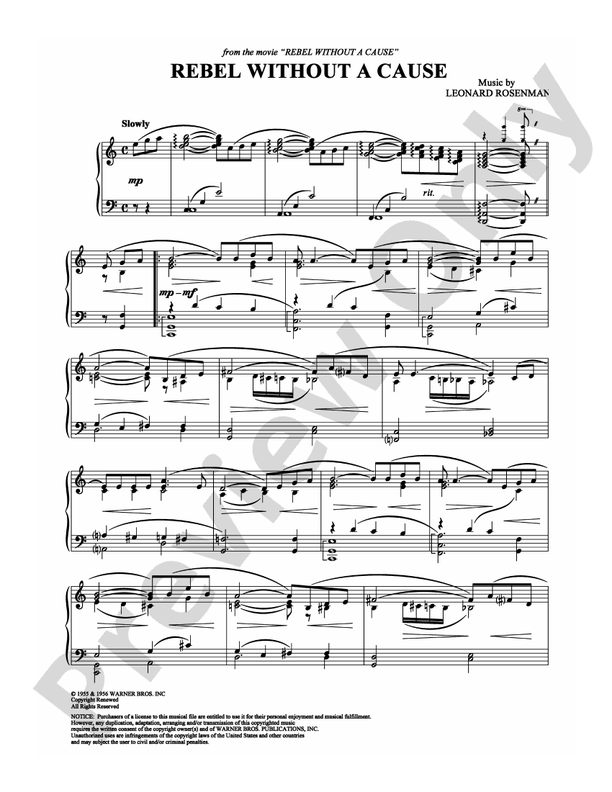 Rebel Without a Cause  (Main Theme) - Piano (Digital Download)
