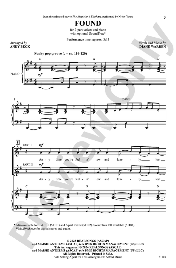 Found - 2 Part Treble Choral Octavo (Digital Download)